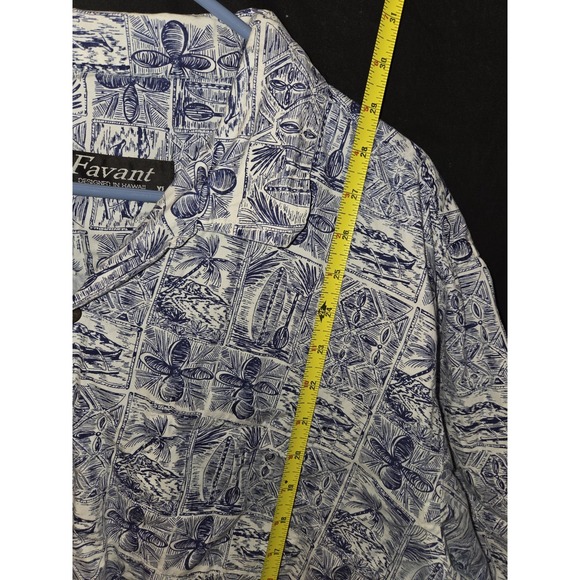 Favant Hawaiian Floral Short Sleeve Button-Up Shirt Mens‎ Size XL Blue - Picture 6 of 7